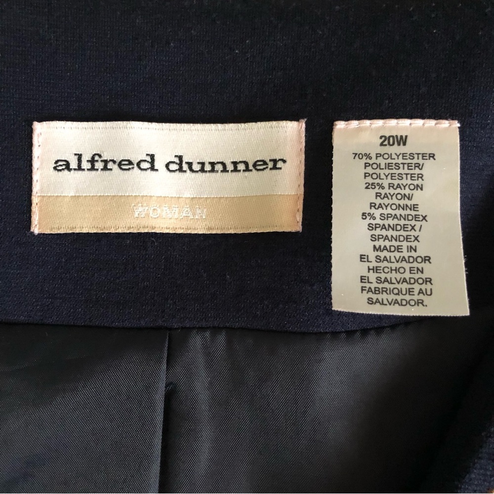 Alfred Dunner jacket open front navy 3/4 sleeve copper embroidery medium weight - Picture 6 of 8